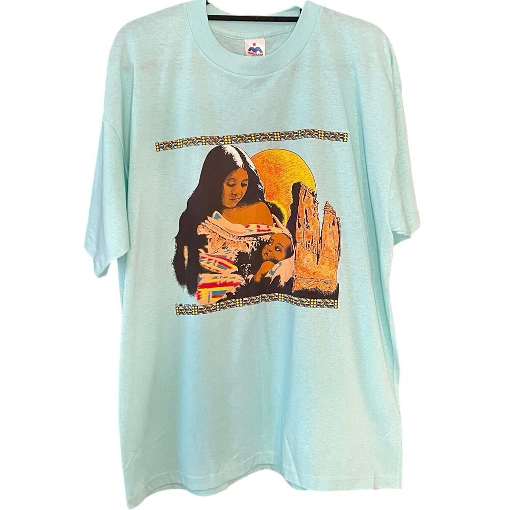 Vintage 80s Native Woman with Baby in Desert Single Stitch Shirt Adult XXL